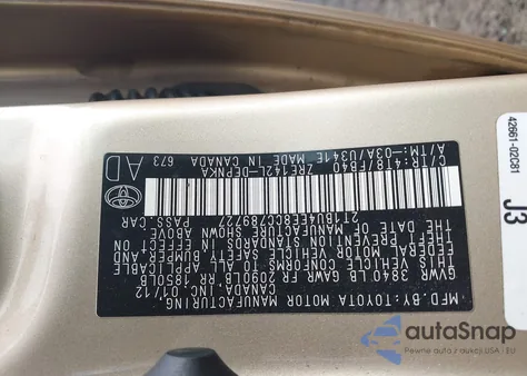 2012 Toyota Corolla Le from USA, damaged, VIN 2T1BU4EE8CC789727